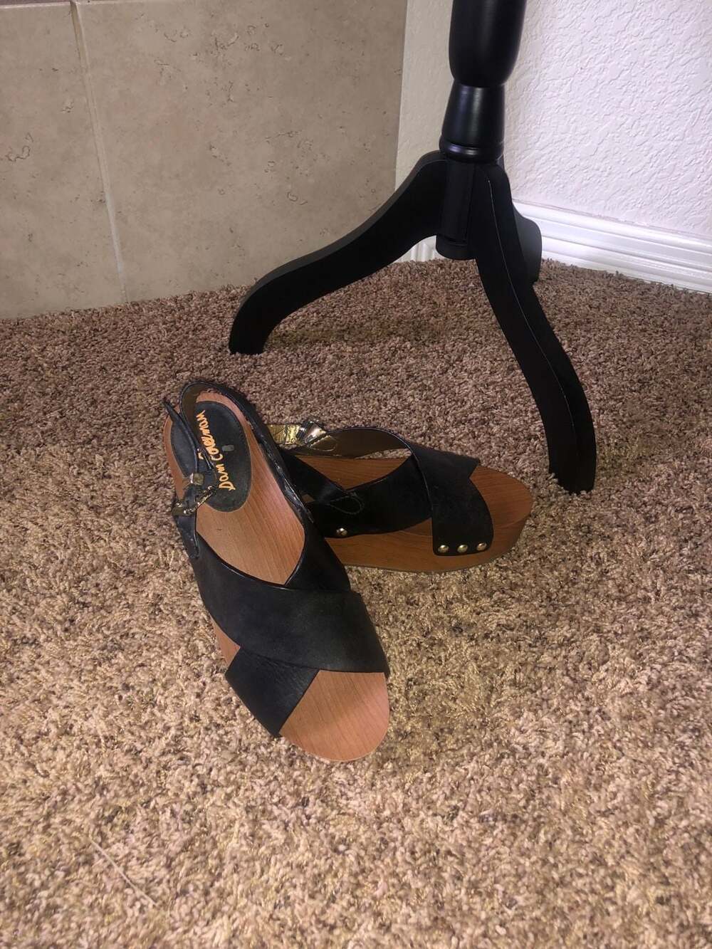 Sam Edelman Black Leather Platform Sandals